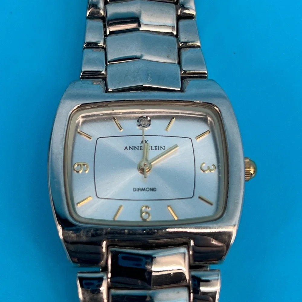 Anne Klein Women Silver Tone Diamond Dial Bracelet Watch 10/1309 Japan Movt‎
